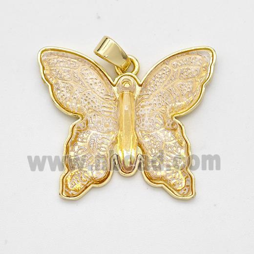 Resin Butterfly Pendant Gold Plated