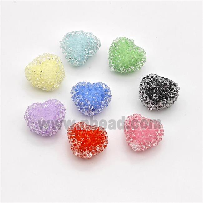 Resin Heart Beads Mixed Color