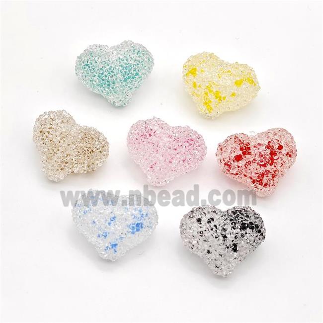 Resin Heart Beads Mixed Color