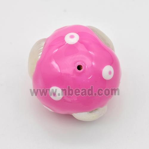 Clay Round Beads Pave Pearl Pink Enamel