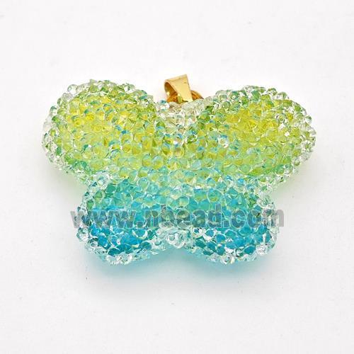 Resin Druzy Butterfly Pendant Olive