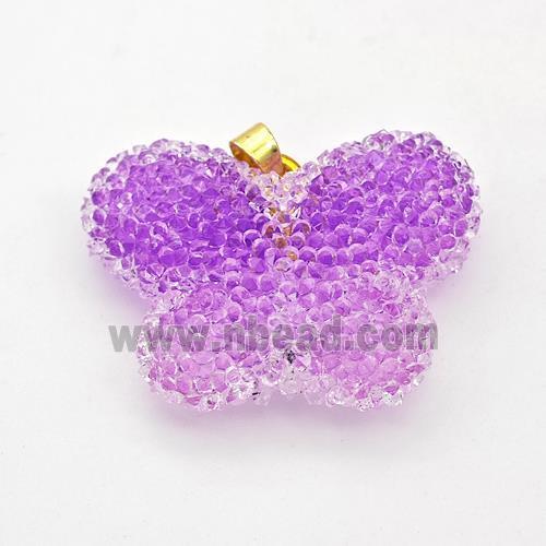 Resin Druzy Butterfly Pendant Purple