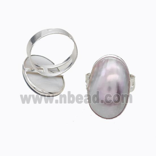 Mabe Shell Rings Copper Platinum Plated