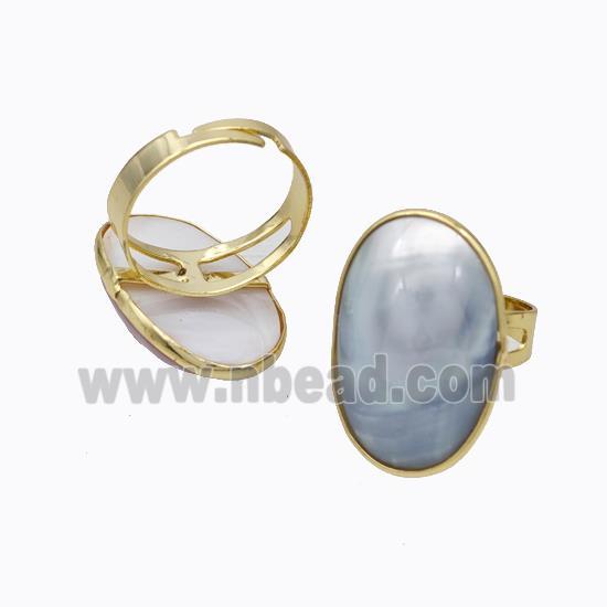 Gray Mabe Shell Rings Copper Gold Plated