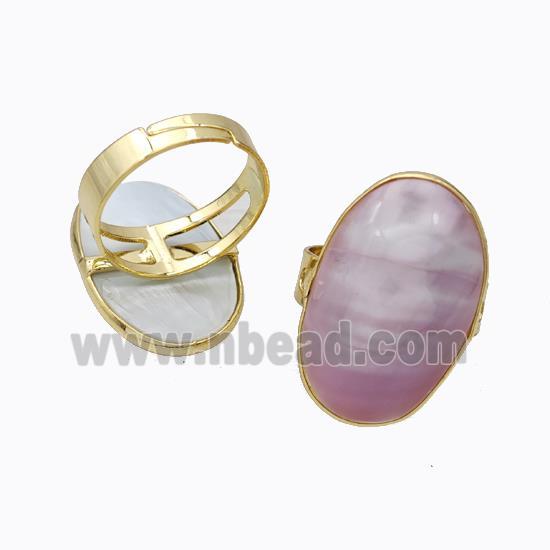 Pink Mabe Shell Rings Copper Gold Plated