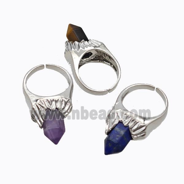 Copper Rings Pave Gemstone Prism Quartz Platinum Plated Mixed