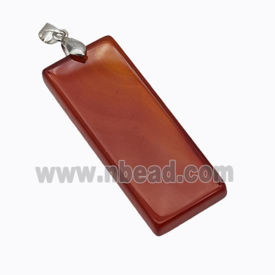 Natural Agate Rectangle Pendant Red Dye