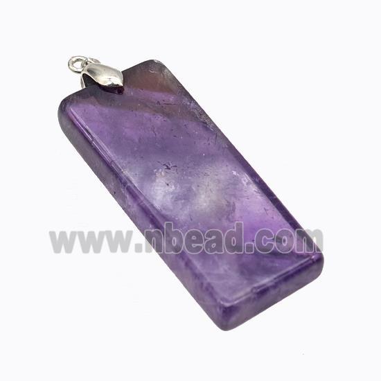 Natural Purple Amethyst Rectangle Pendant