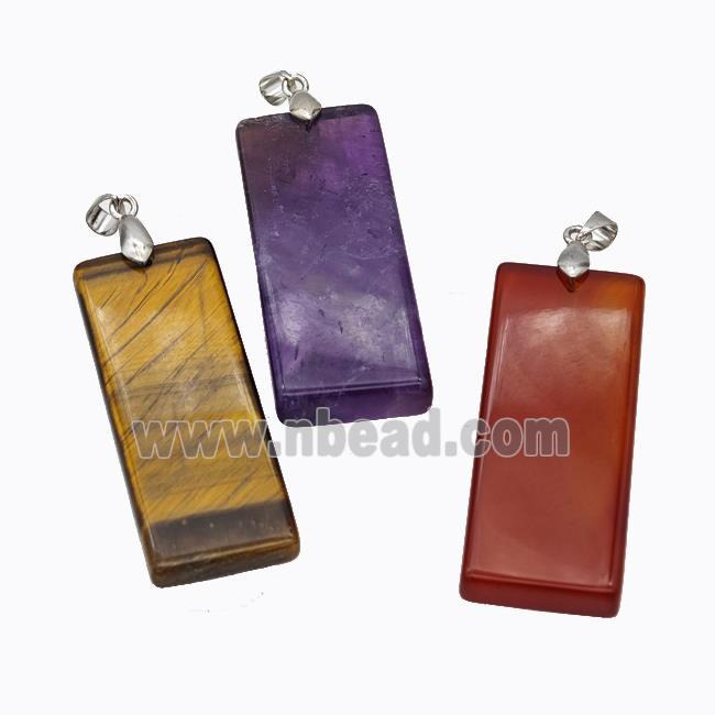 Natural Gemstone Rectangle Pendant Mixed