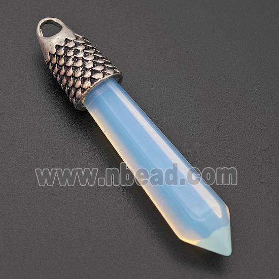 White Opalite Prism Pendant Alloy Antique Silver