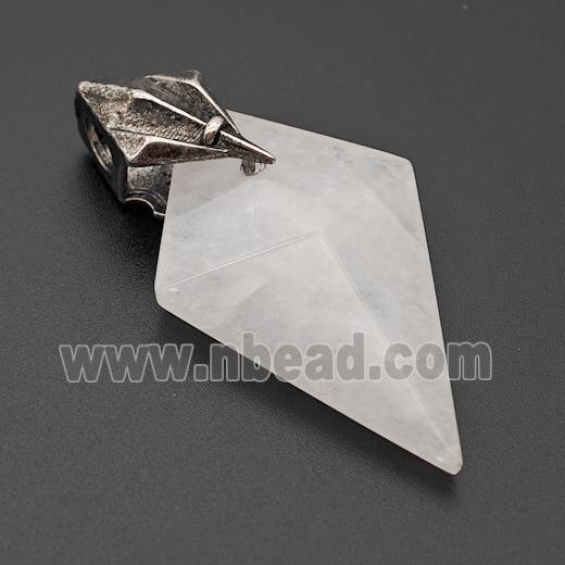 Natural Clear Quartz Arrowhead Pendant Alloy Antique Silver