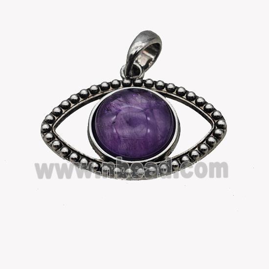 Alloy Eye Pendant Pave Purple Amethyst Antique Silver