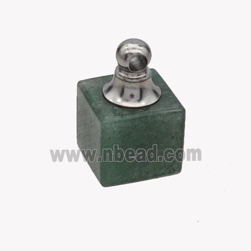 Natural Green Aventurine Perfume Bottle Pendant Cube