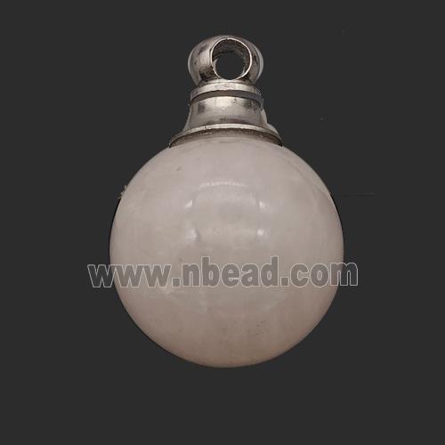 Natural Pink Rose Quartz Perfume Bottle Pendant Sphere