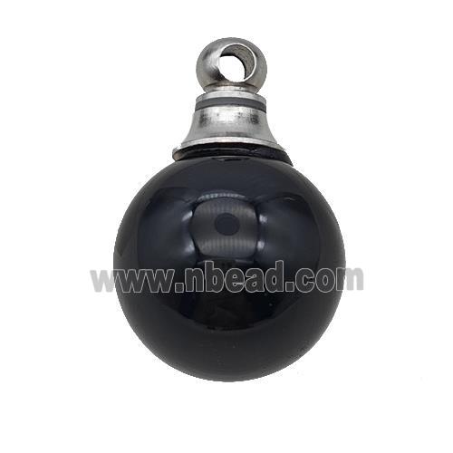 Natural Black Obsidian Perfume Bottle Pendant Sphere