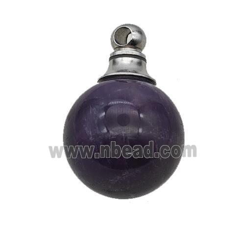 Natural Purple Amethyst Perfume Bottle Pendant Sphere