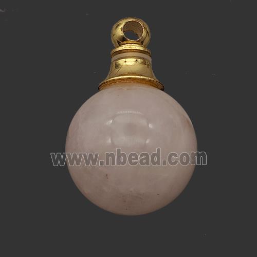 Natural Pink Rose Quartz Perfume Bottle Pendant Sphere