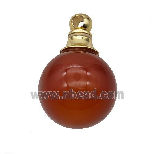 Natural Red Agate Perfume Bottle Pendant Sphere