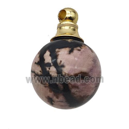 Natural Chinese Rhodonite Perfume Bottle Pendant Sphere