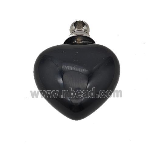 Natural Black Obsidian Perfume Bottle Pendant Heart