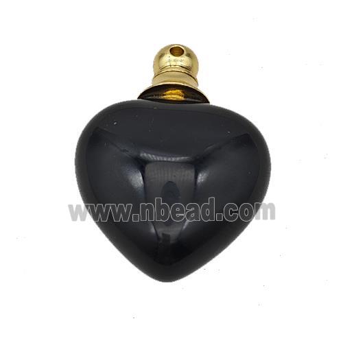 Natural Black Obsidian Perfume Bottle Pendant Heart