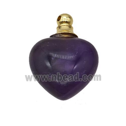 Natural Purple Amethyst Perfume Bottle Pendant Heart