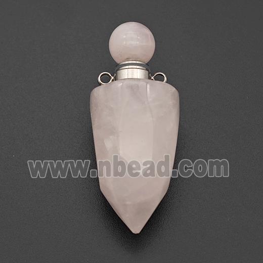 Natural Pink Rose Quartz Perfume Bottle Pendant Bullet