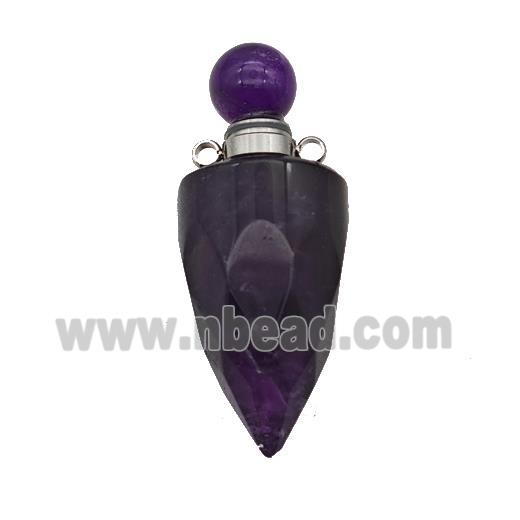 Natural Purple Amethyst Perfume Bottle Pendant Bullet