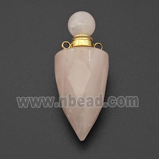 Natural Pink Rose Quartz Perfume Bottle Pendant Bullet