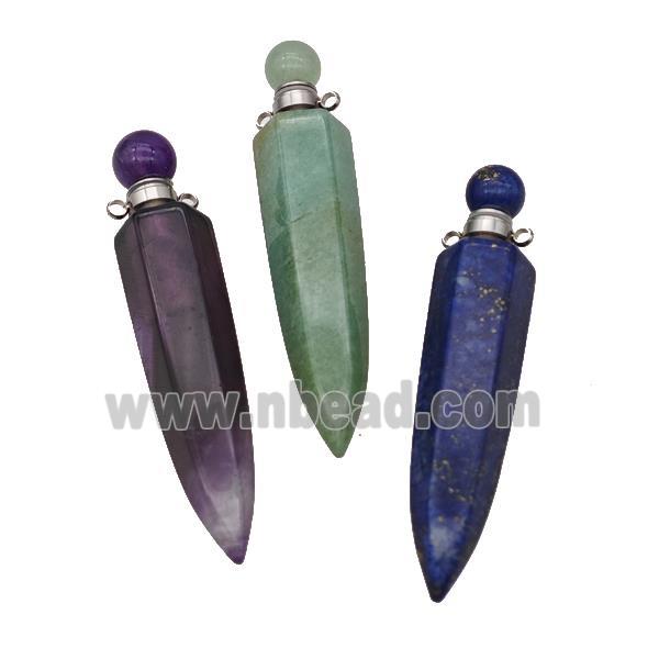 Natural Gemstone Perfume Bottle Pendant Bullet Mixed