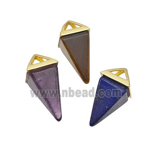 Natural Gemstone Pendulum Copper Gold Plated Mixed