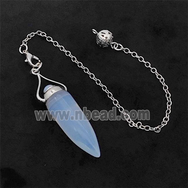 White Opalite Bullet Pendant With Chain