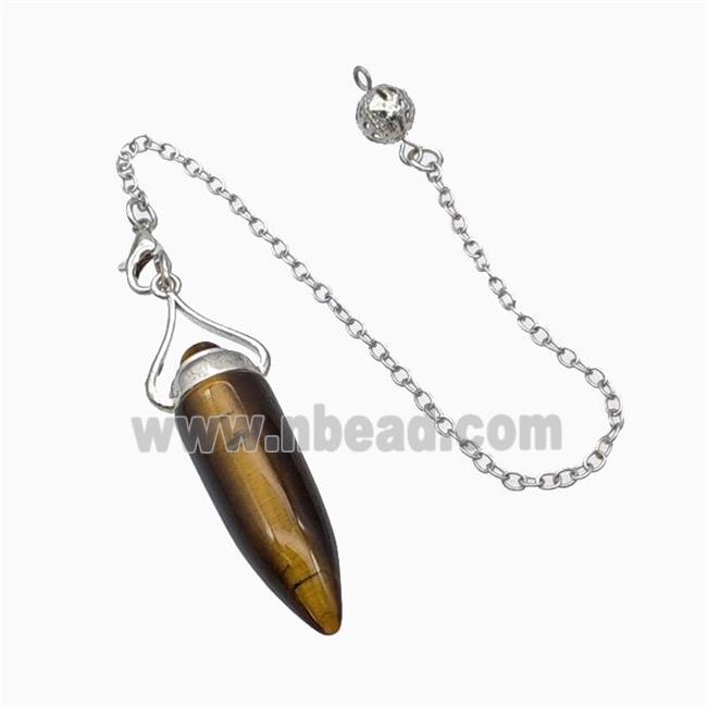 Tiger Eye Stone Bullet Pendant With Chain