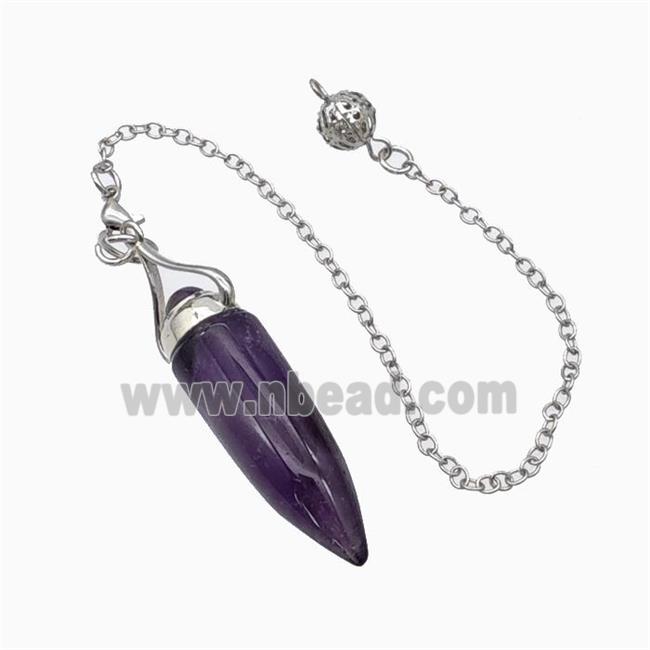 Purple Amethyst Bullet Pendant With Chain