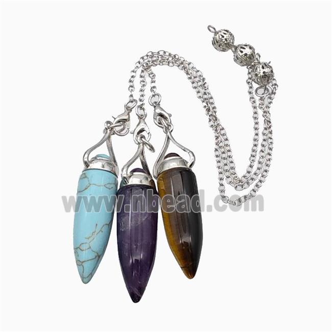 Mix Gemstone Bullet Pendant With Chain