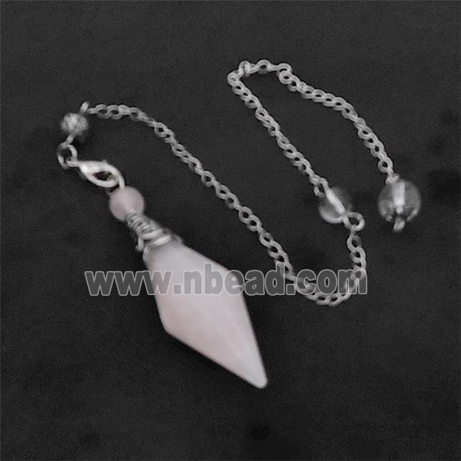 Pink Rose Quartz Pendulum Pendant With Chain