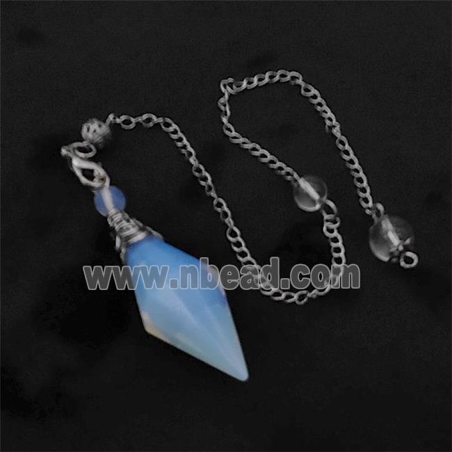 White Opalite Pendulum Pendant With Chain