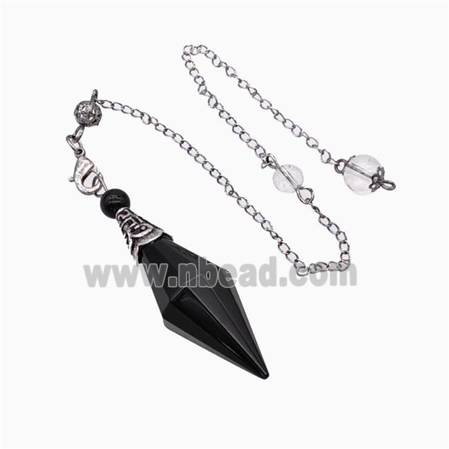 Black Obsidian Pendulum Pendant With Chain