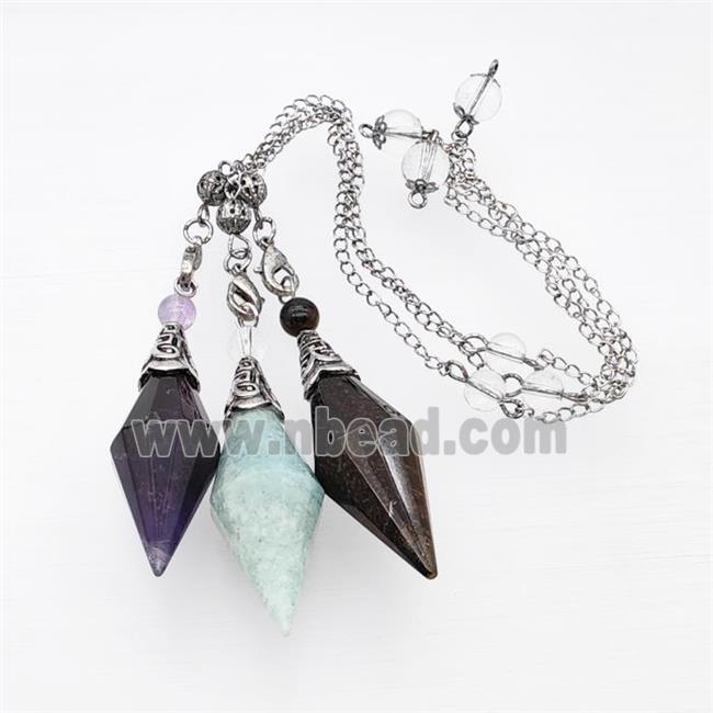 Mixed Gemstone Pendulum Pendant With Chain