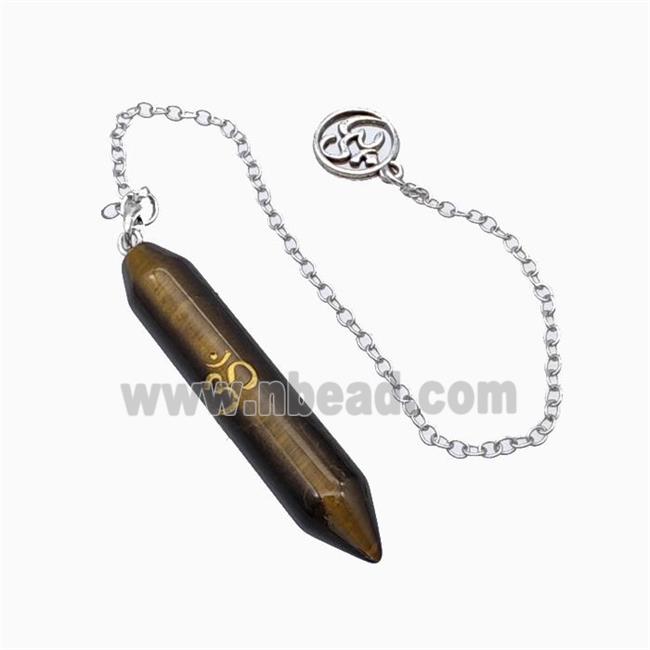 Tiger Eye Stone Prism Pendant With Chain