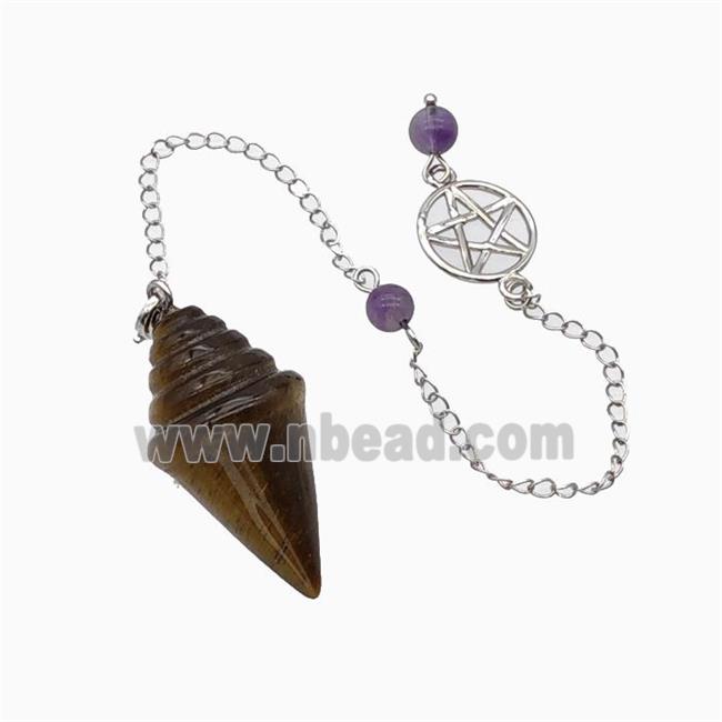 Tiger Eye Stone Pendulum Pendant With Chain