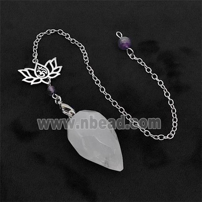 Clear Quartz Pendulum Pendant With Chain Lotus