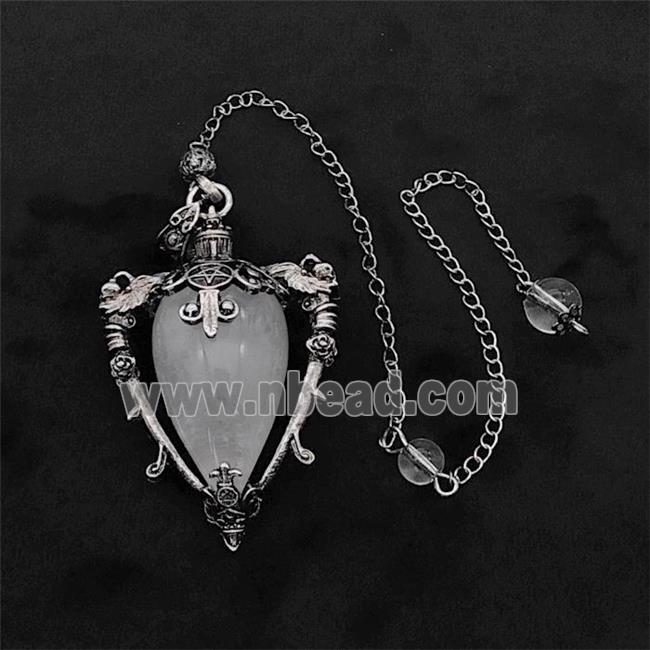 Clear Quartz Alloy Pendulum Pendant With Chain Antique Silver