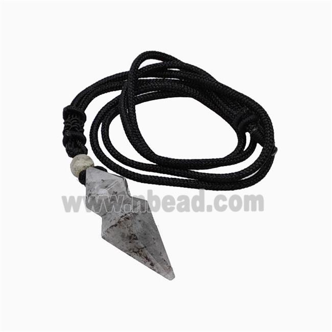 Labradorite Pendulum Necklace Black Nylon Cord