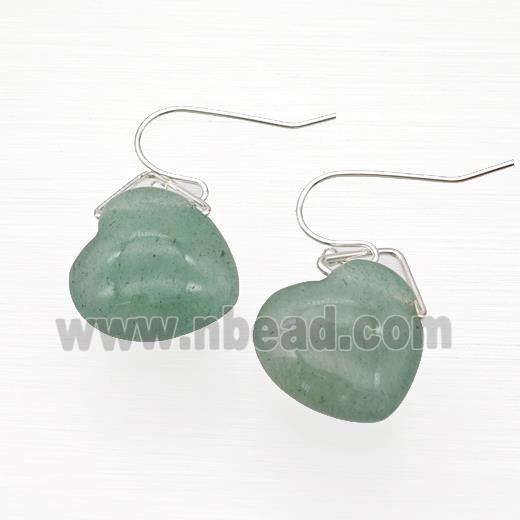 Natural Green Aventurine Heart Hook Earrings