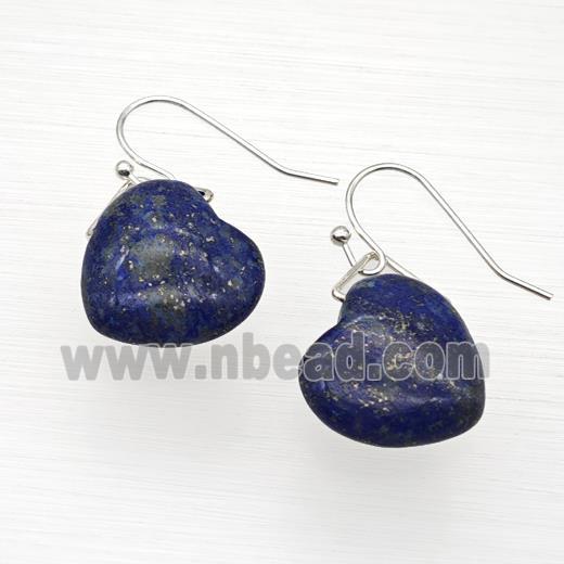 Natural Blue Lapis Lazuli Heart Hook Earrings