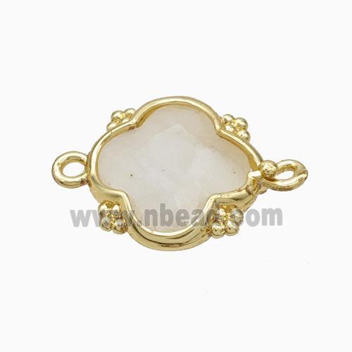 Natural Clear Quartz Clover Connector Gold Plated