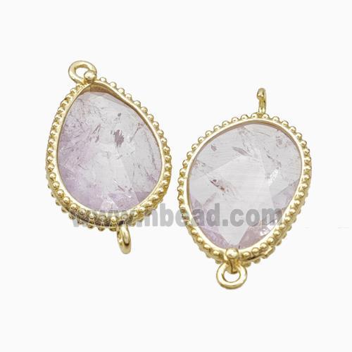 Natural Lt.purple Amethyst Teardrop Connector Gold Plated