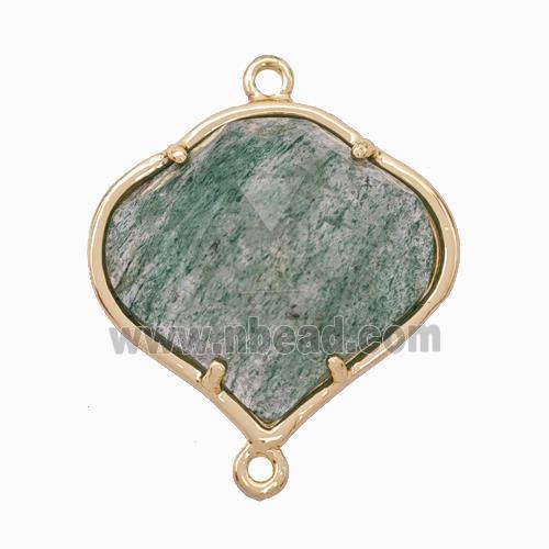 Natural Green Strawberry Quartz FireBalloon Connector Gold Plated