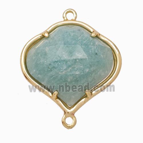 Natural Green Amazonite FireBalloon Connector Gold Plated